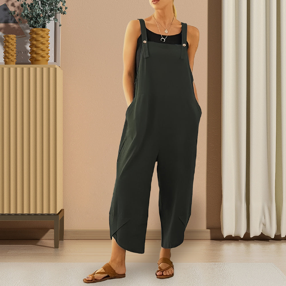 GR | Casual, loose-fitting solid-color jumpsuit for women