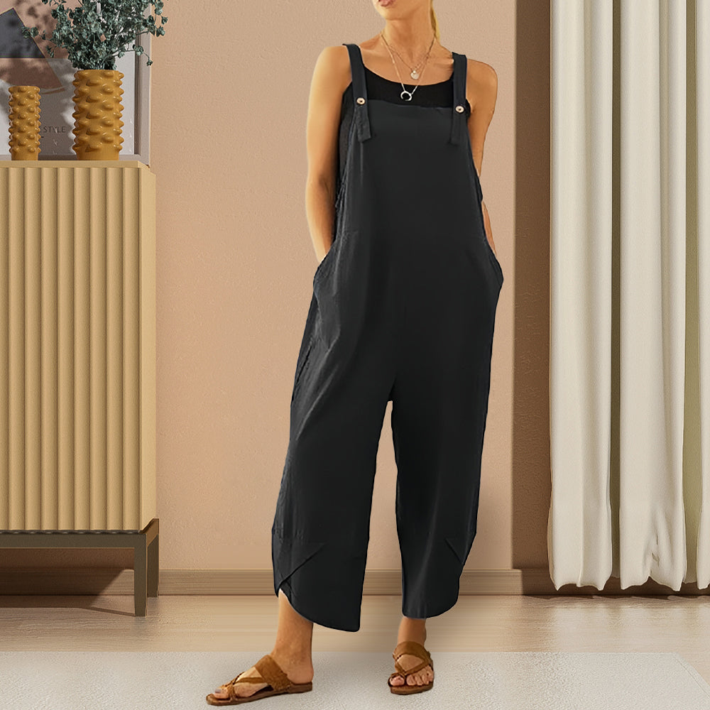 GR | Casual, loose-fitting solid-color jumpsuit for women