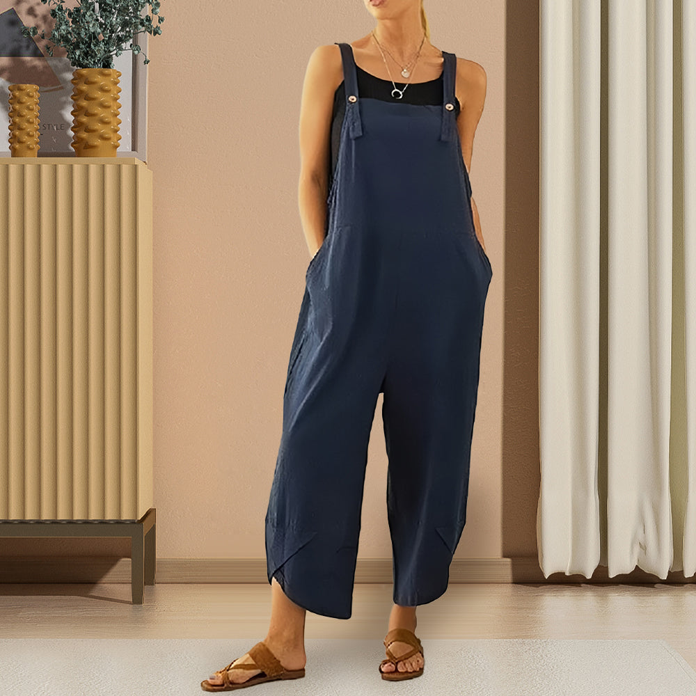 GR | Casual, loose-fitting solid-color jumpsuit for women