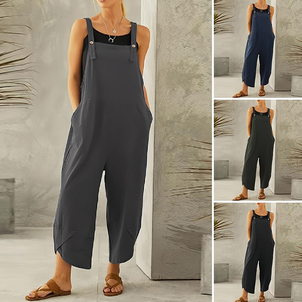 GR | Casual, loose-fitting solid-color jumpsuit for women