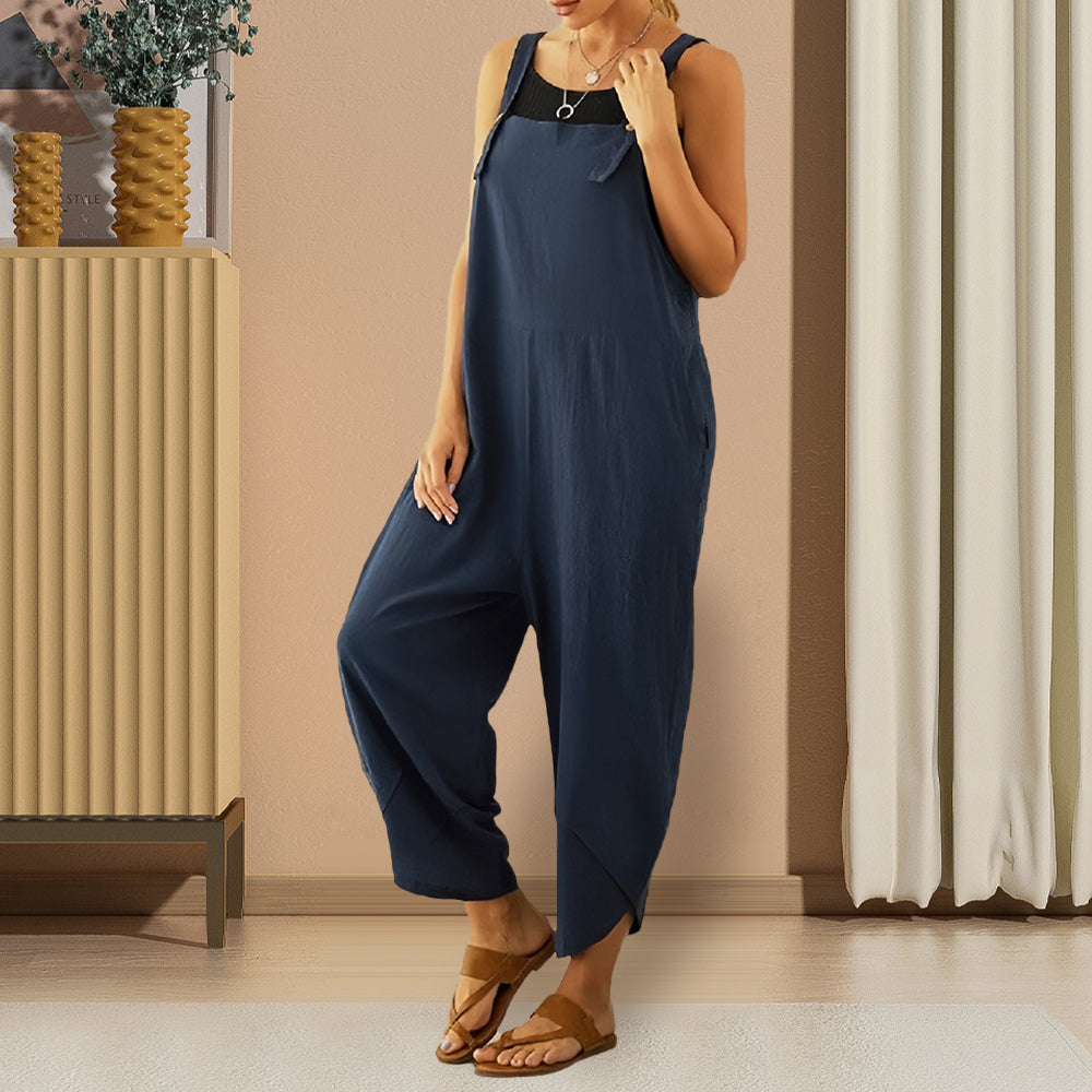 GR | Casual, loose-fitting solid-color jumpsuit for women