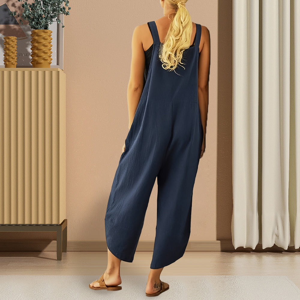 GR | Casual, loose-fitting solid-color jumpsuit for women