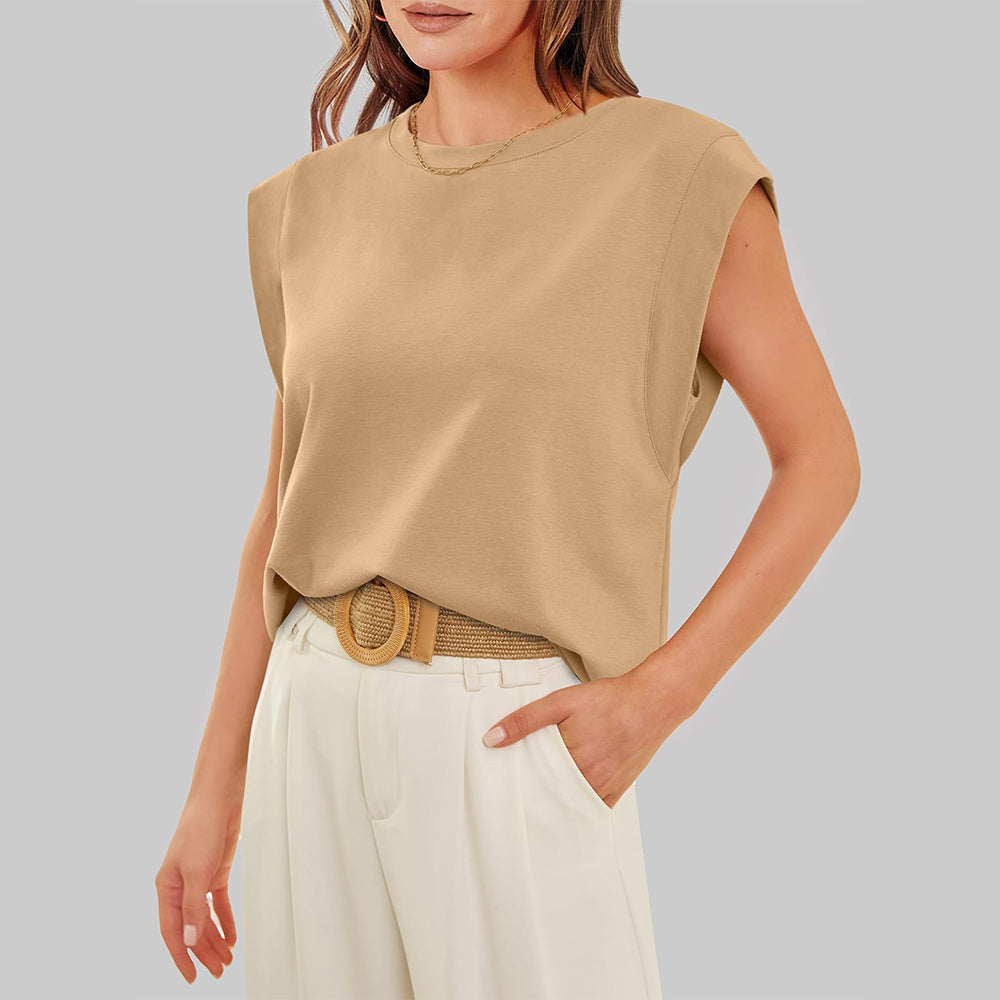GR | Women's Spring and Summer Round Neck Sleeveless T-Shirt