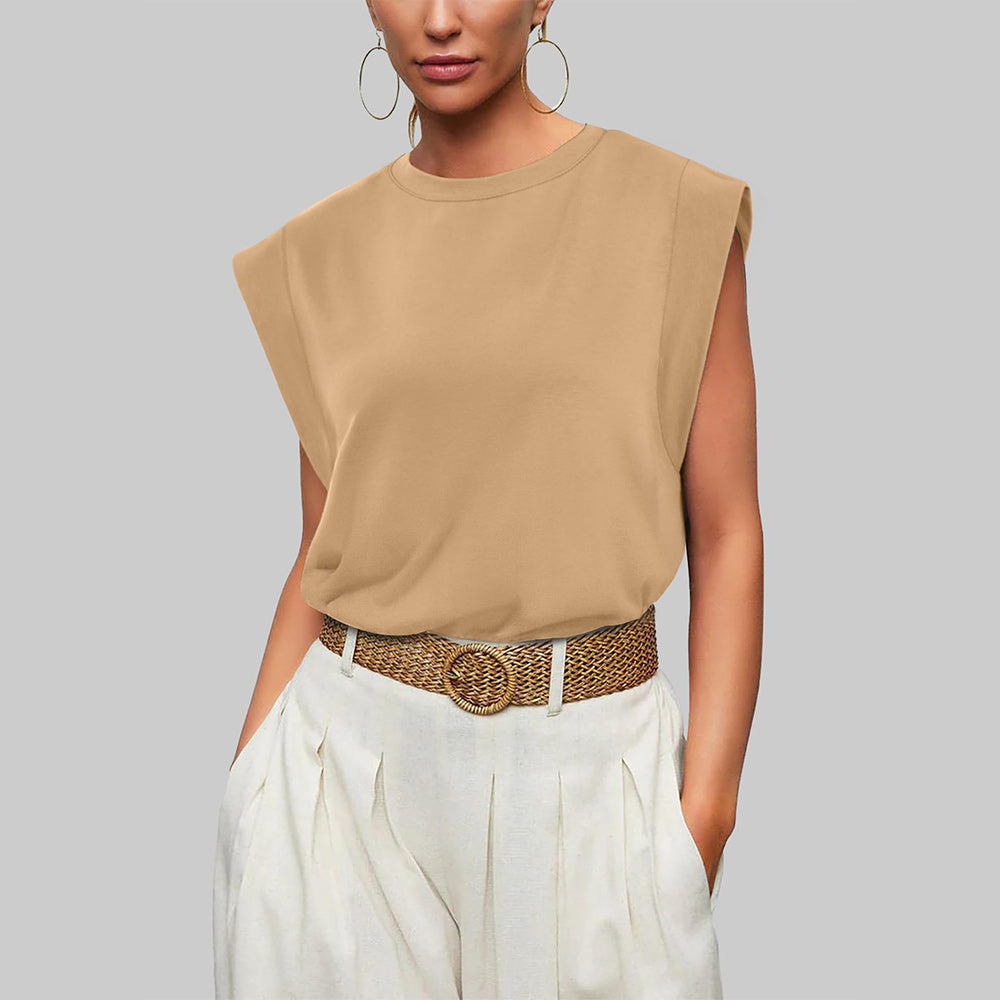 GR | Women's Spring and Summer Round Neck Sleeveless T-Shirt
