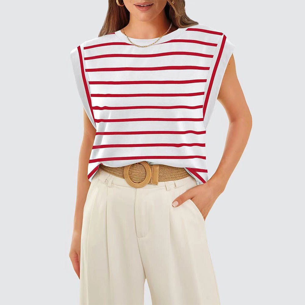 GR | Women's Spring and Summer Round Neck Sleeveless T-Shirt