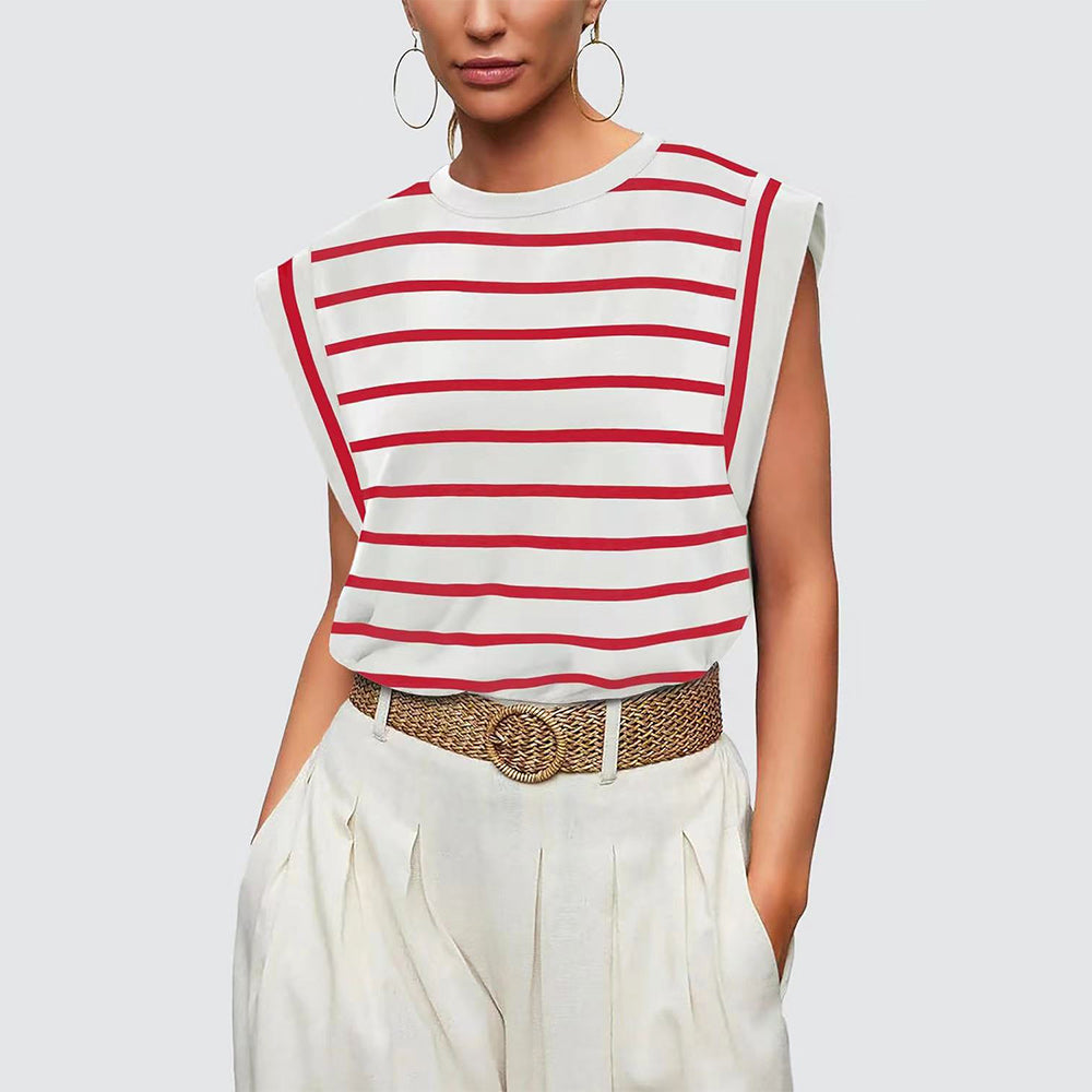 GR | Women's Spring and Summer Round Neck Sleeveless T-Shirt