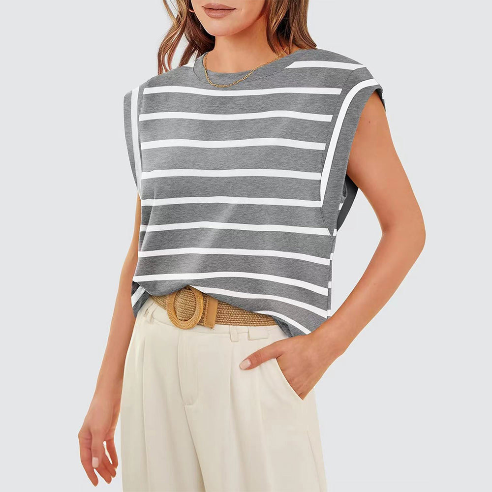 GR | Women's Spring and Summer Round Neck Sleeveless T-Shirt