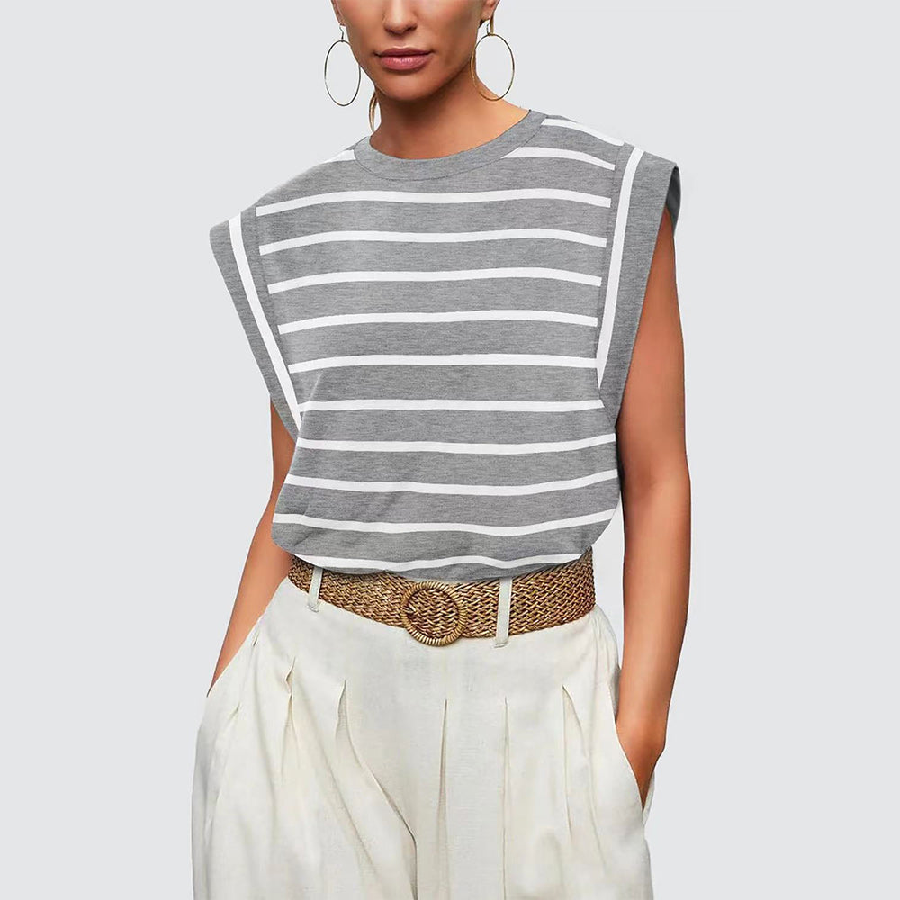GR | Women's Spring and Summer Round Neck Sleeveless T-Shirt