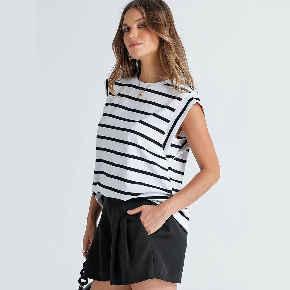 GR | Women's Spring and Summer Round Neck Sleeveless T-Shirt