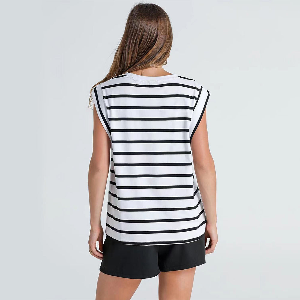 GR | Women's Spring and Summer Round Neck Sleeveless T-Shirt