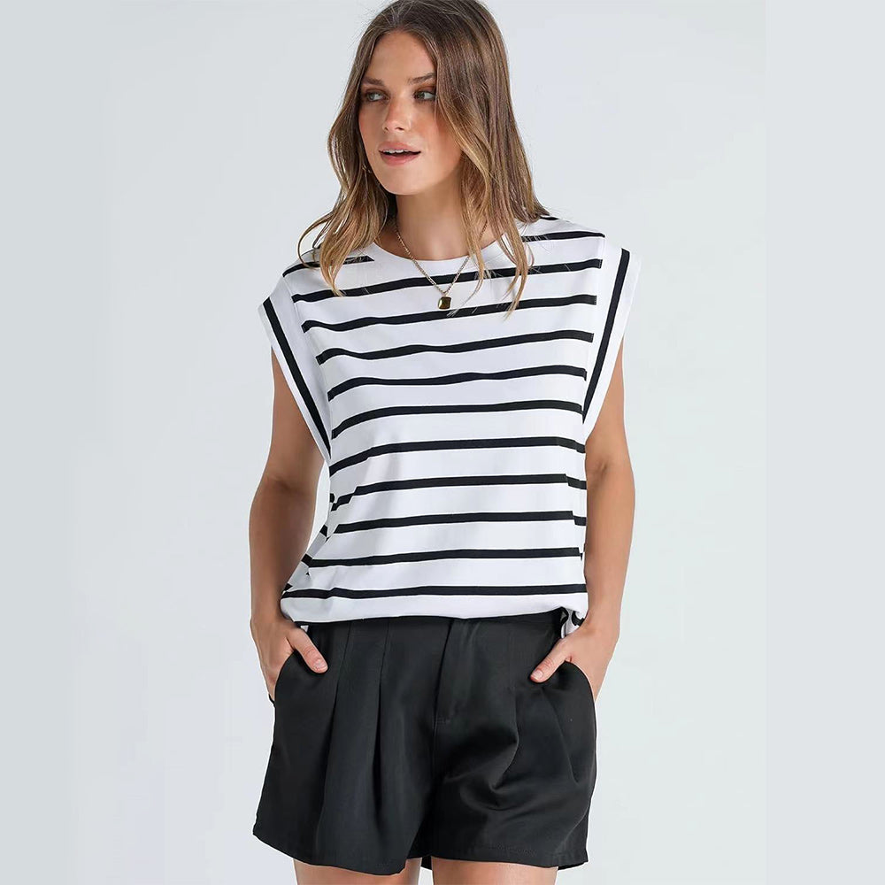 GR | Women's Spring and Summer Round Neck Sleeveless T-Shirt