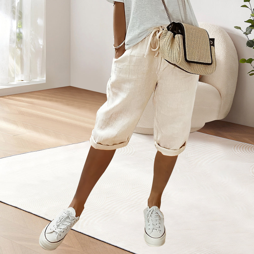 GR | Cotton Linen Elastic Waist Casual Trousers