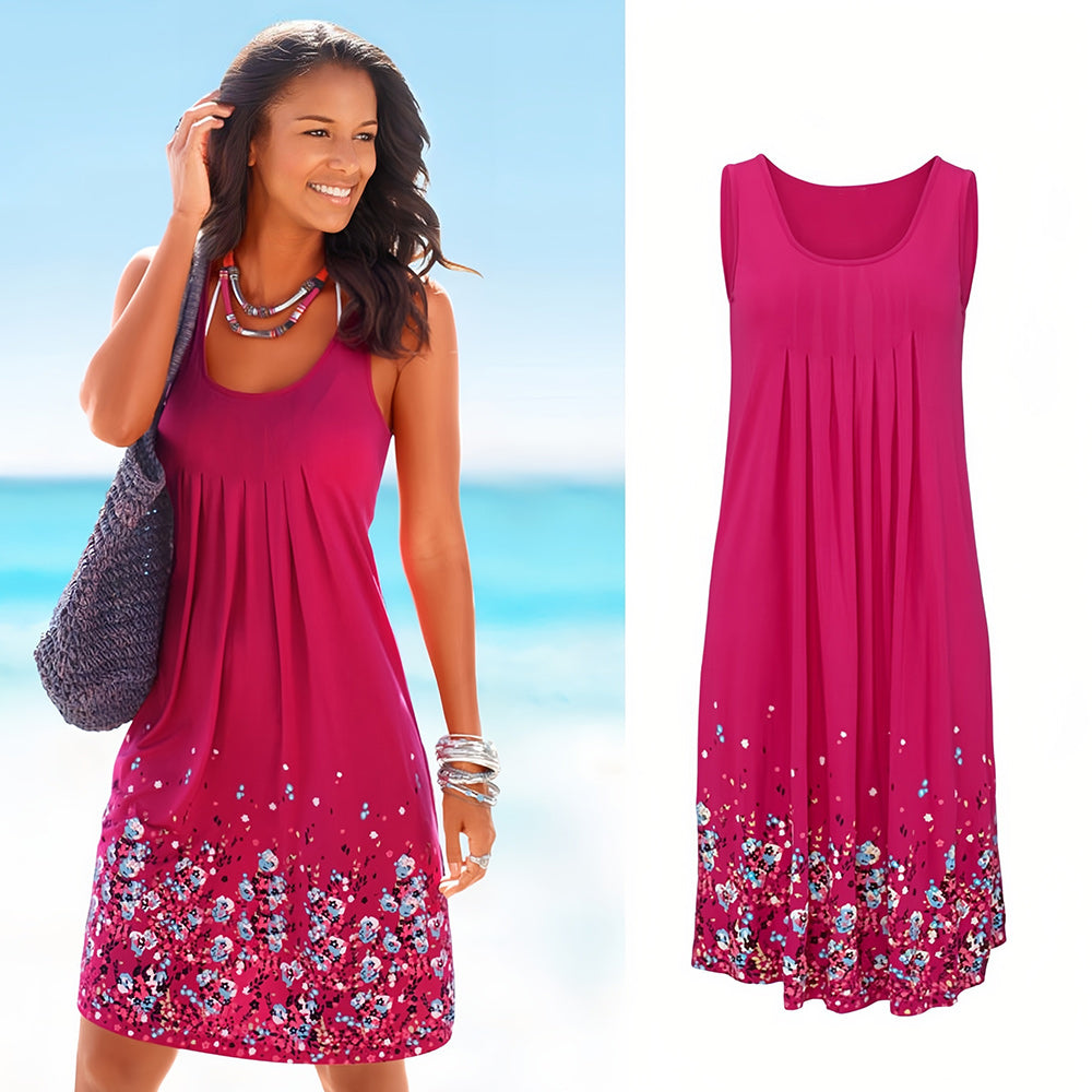 GR | Sleeveless, loose-fitting dress with floral print