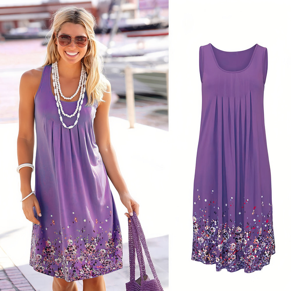 GR | Sleeveless, loose-fitting dress with floral print