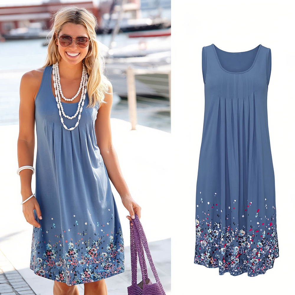 GR | Sleeveless, loose-fitting dress with floral print
