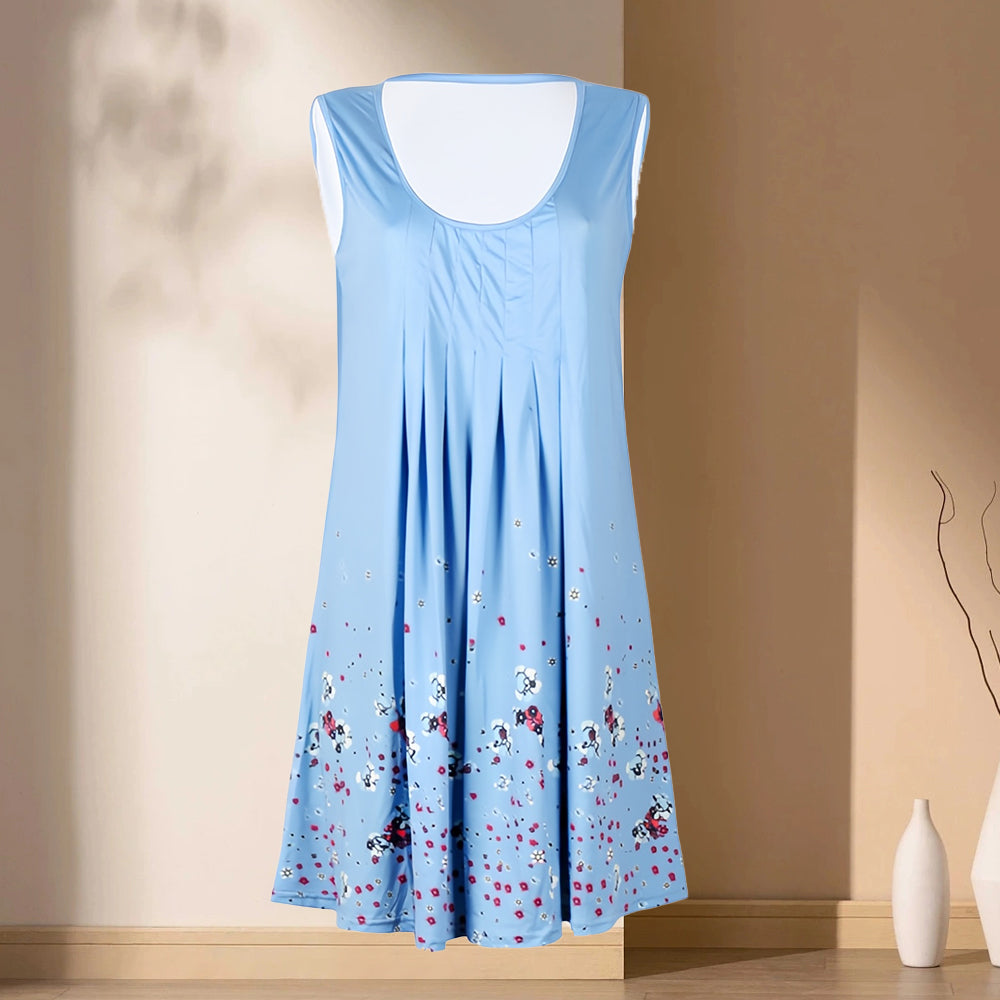 GR | Sleeveless, loose-fitting dress with floral print
