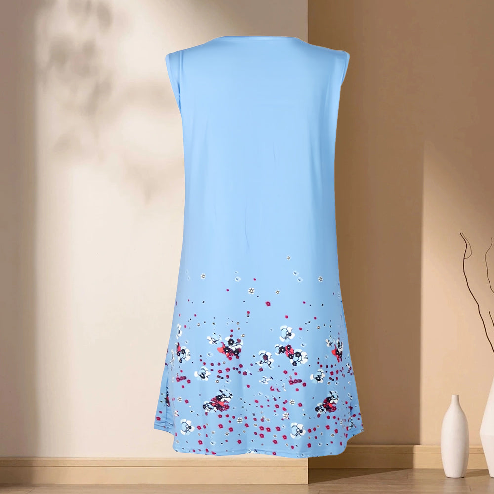 GR | Sleeveless, loose-fitting dress with floral print