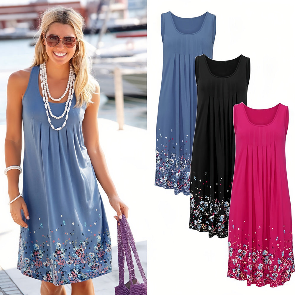 GR | Sleeveless, loose-fitting dress with floral print