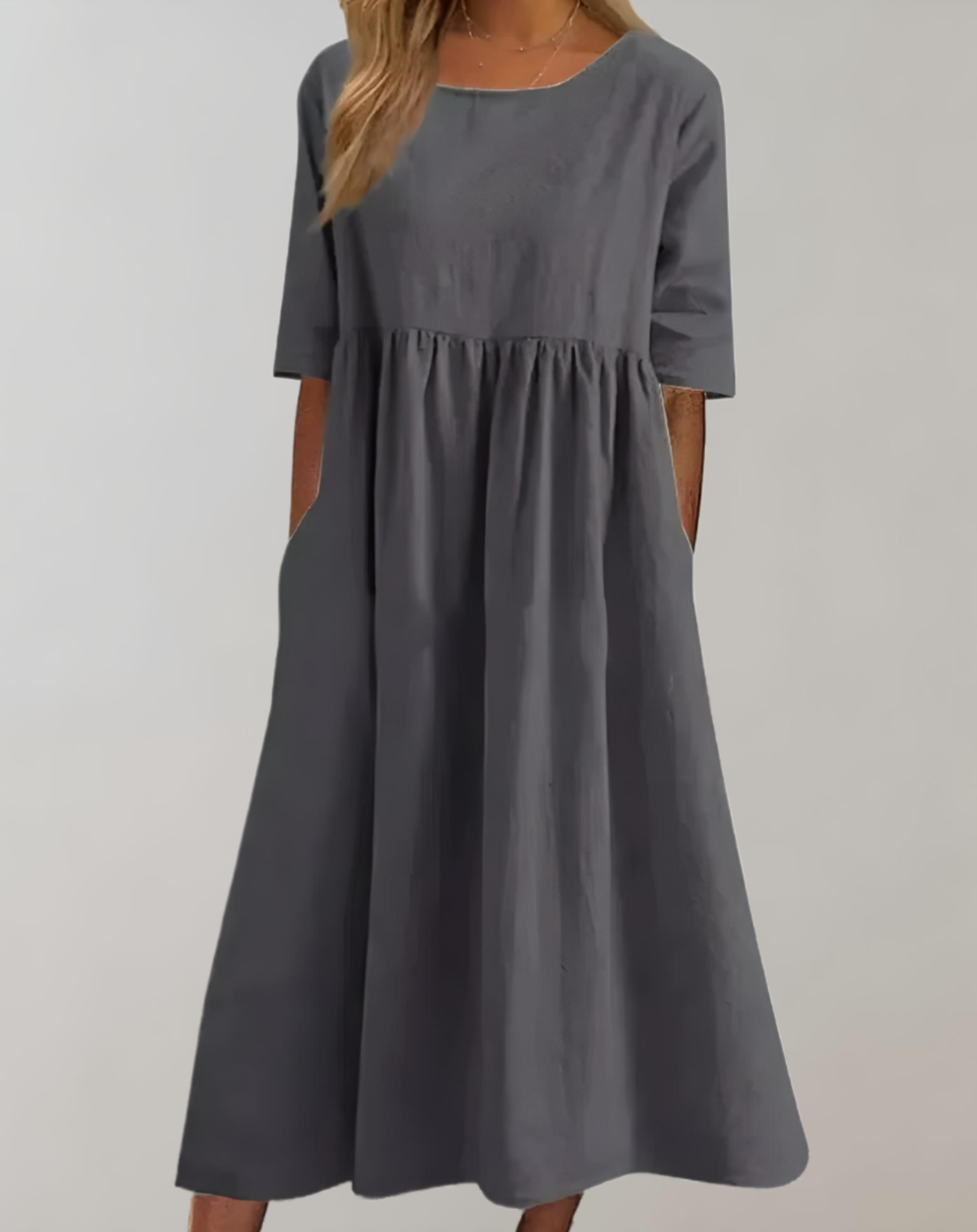 GR | Plain cotton dress with a relaxed fit 