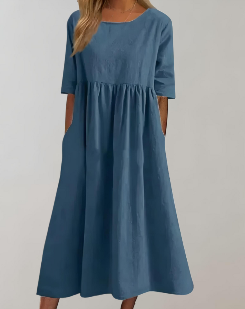 GR | Plain cotton dress with a relaxed fit 