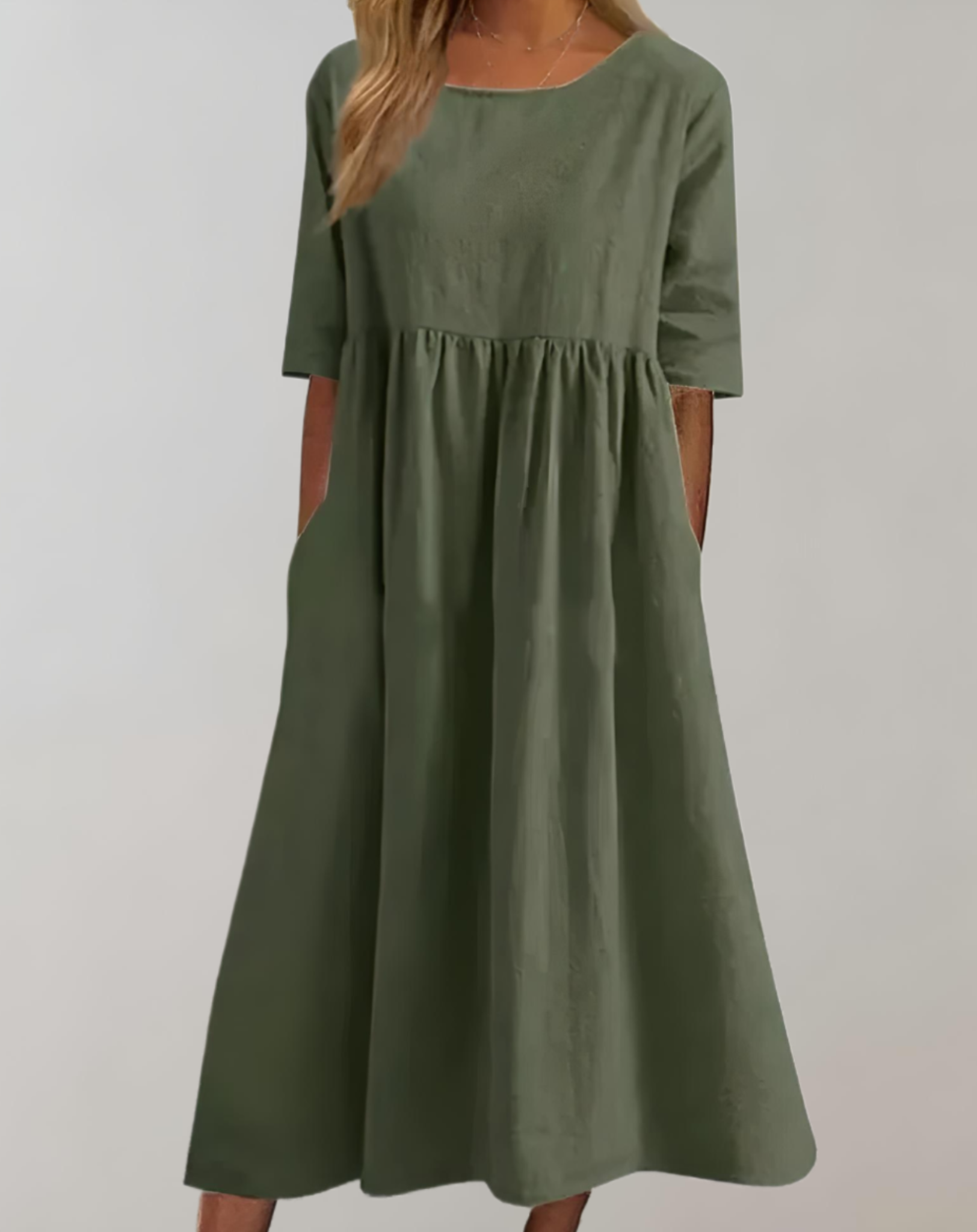 GR | Plain cotton dress with a relaxed fit 