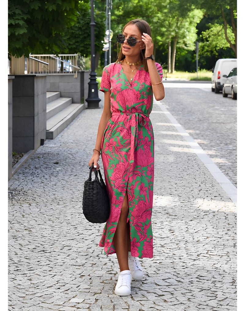 GR | V-neck wrap maxi dress