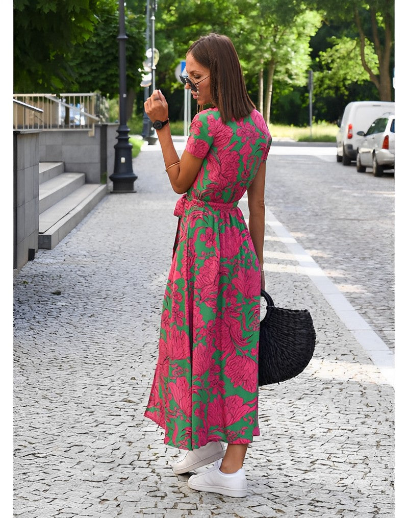 GR | V-neck wrap maxi dress