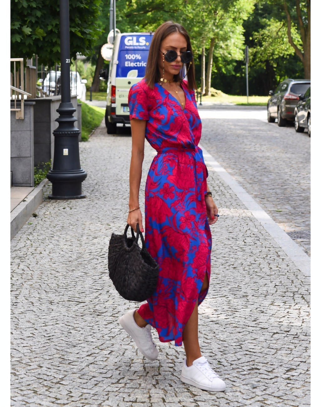 GR | V-neck wrap maxi dress