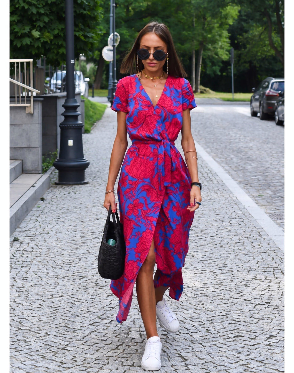 GR | V-neck wrap maxi dress