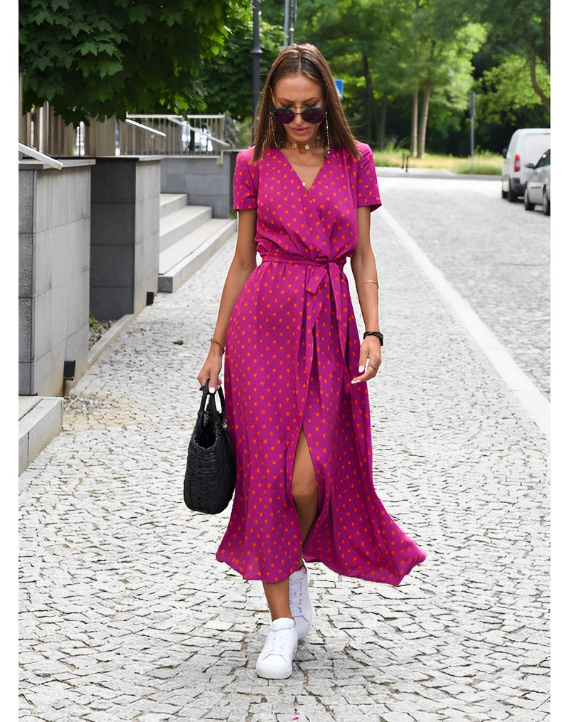GR | V-neck wrap maxi dress