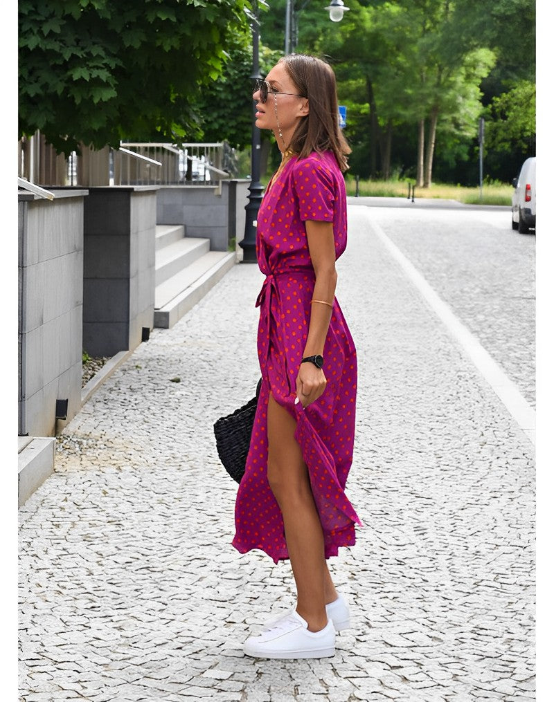GR | V-neck wrap maxi dress