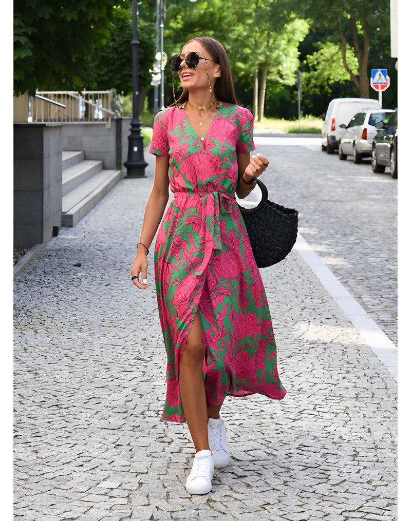 GR | V-neck wrap maxi dress