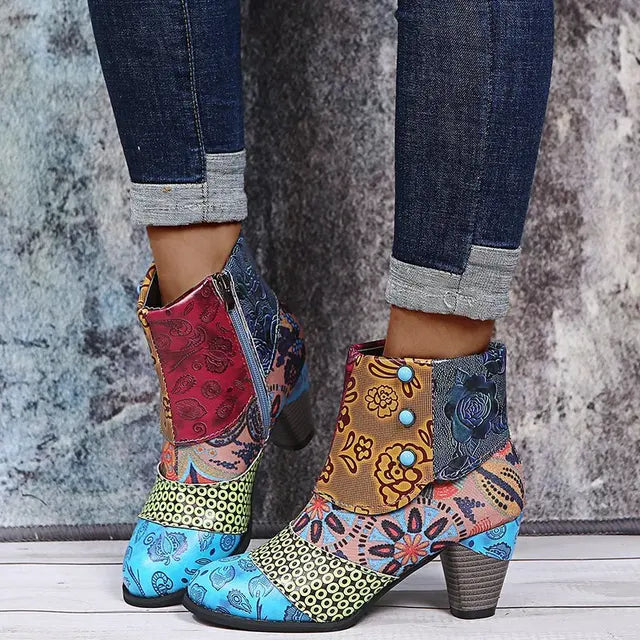 GR | Colorful patchwork ankle boots