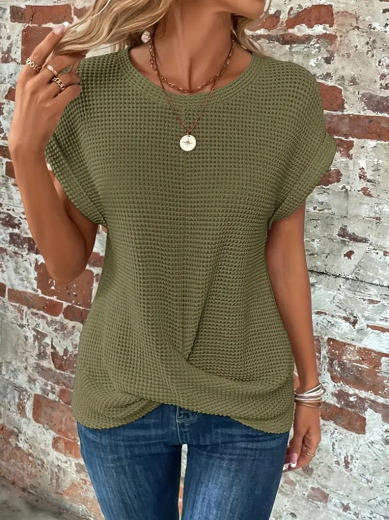 GR | Casual textured knitted T-shirt for women