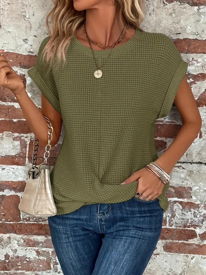 GR | Casual textured knitted T-shirt for women