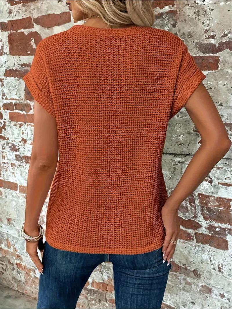 GR | Casual textured knitted T-shirt for women