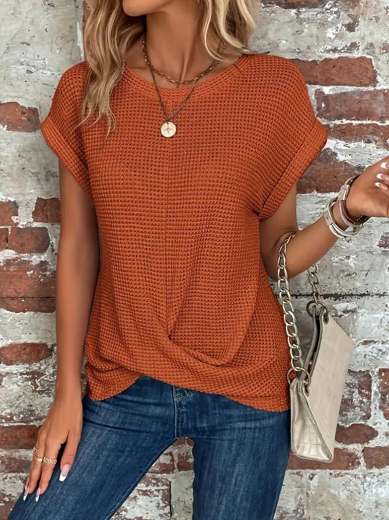GR | Casual textured knitted T-shirt for women