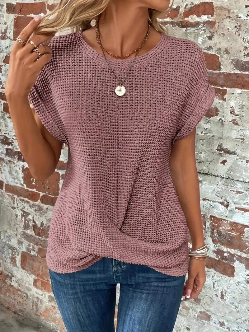 GR | Casual textured knitted T-shirt for women
