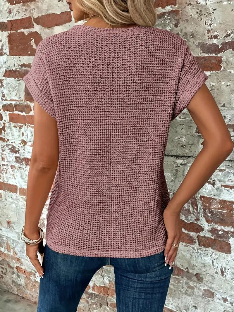 GR | Casual textured knitted T-shirt for women