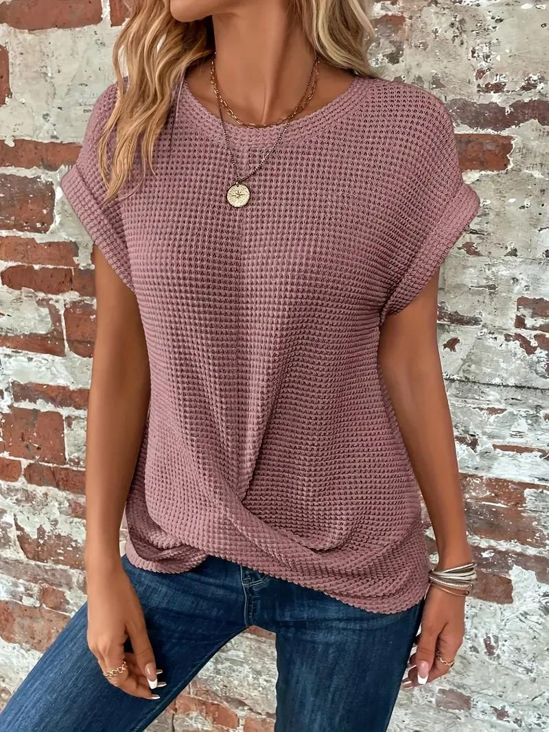 GR | Casual textured knitted T-shirt for women