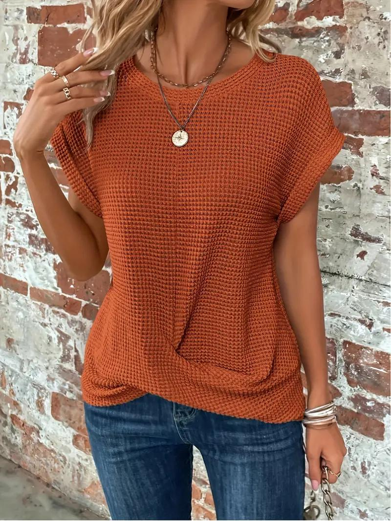 GR | Casual textured knitted T-shirt for women