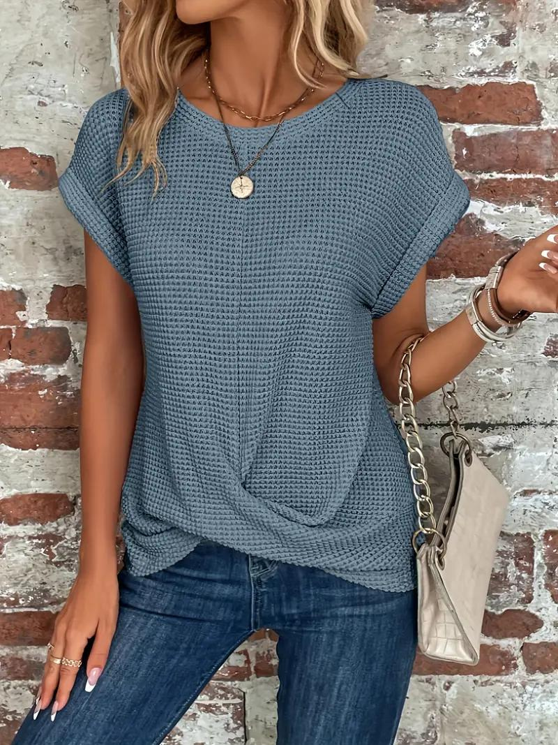 GR | Casual textured knitted T-shirt for women