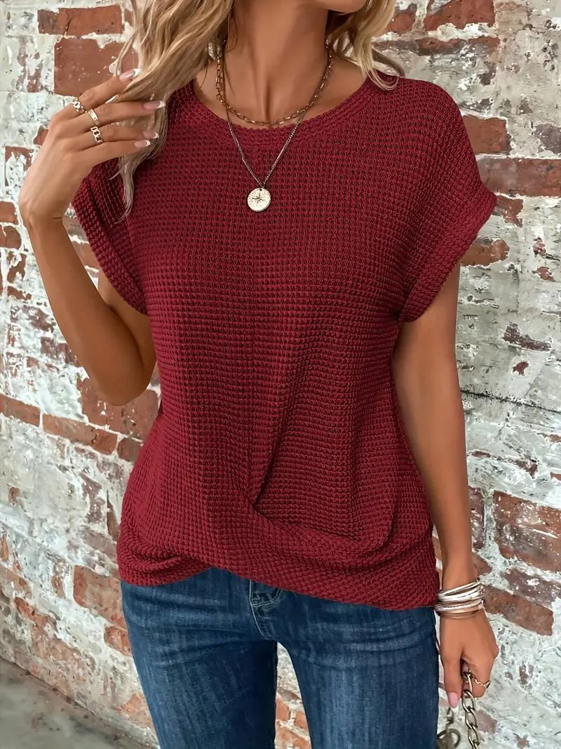 GR | Casual textured knitted T-shirt for women