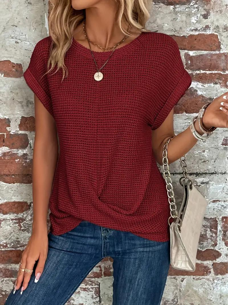GR | Casual textured knitted T-shirt for women