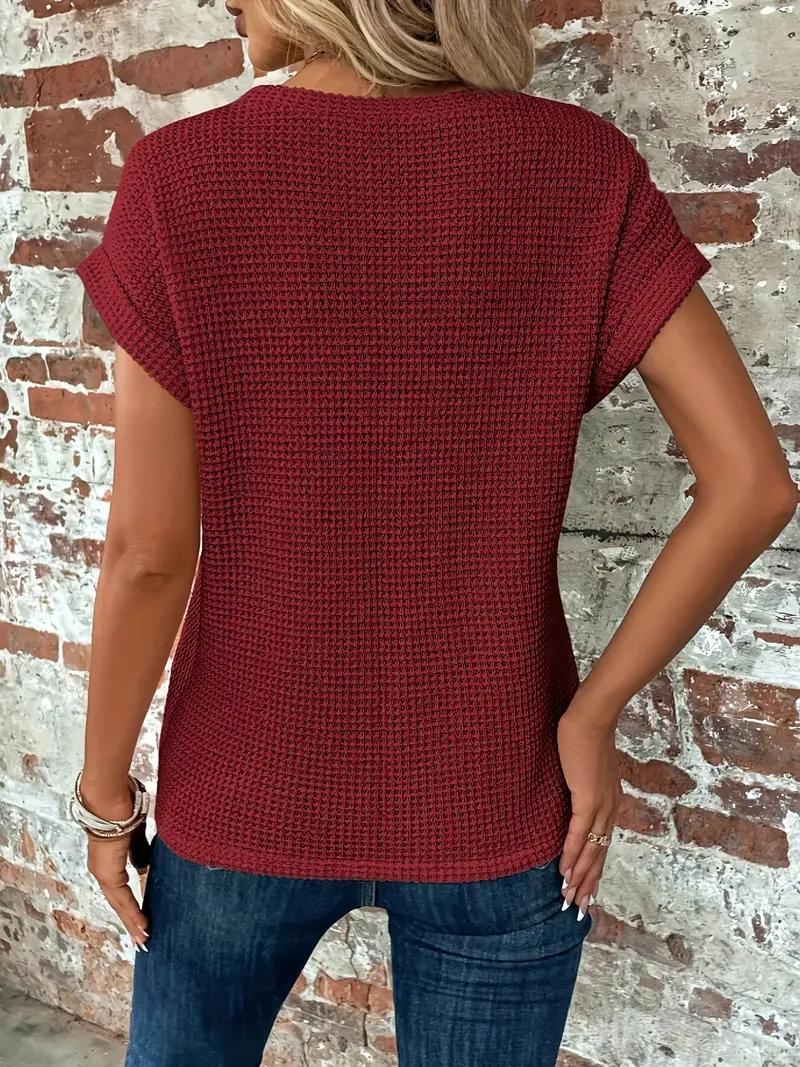 GR | Casual textured knitted T-shirt for women