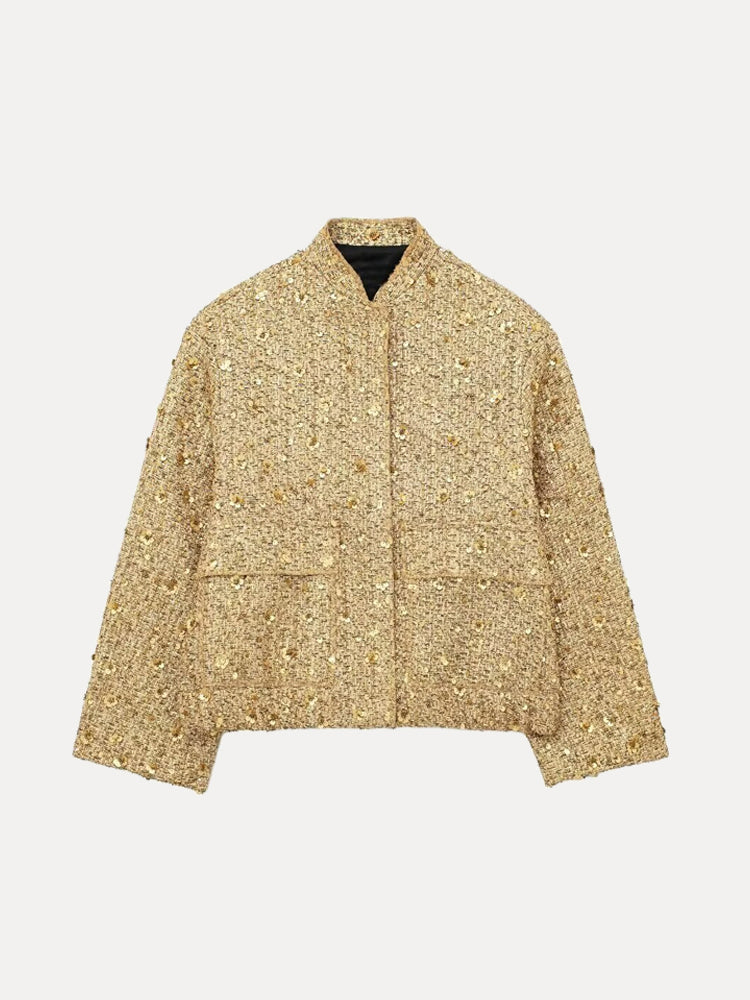 GR | Casual bomber jacket with gold sequins