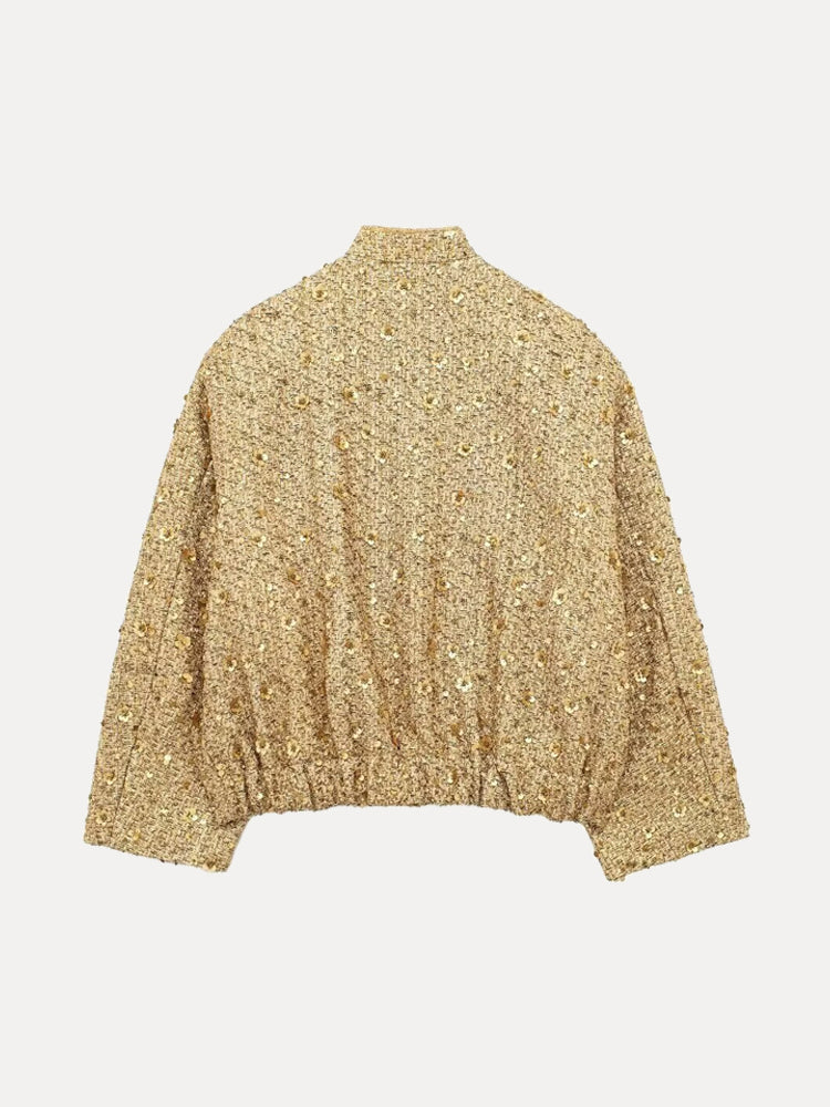 GR | Casual bomber jacket with gold sequins