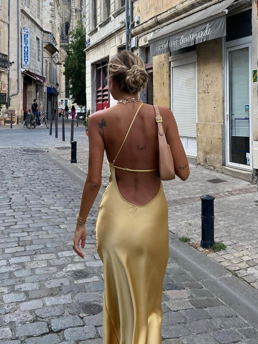 GR | Satin Maxi Dress with Open Back