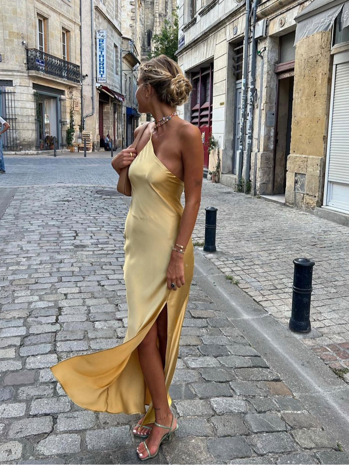 GR | Satin Maxi Dress with Open Back