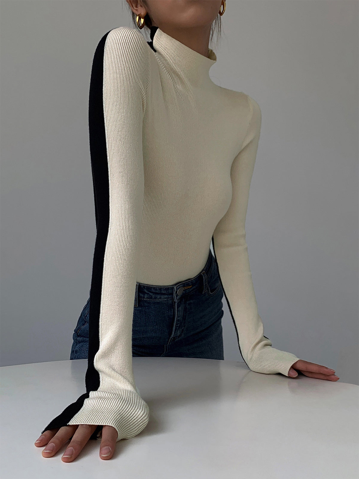 GR | Rollkragenpullover mit Langen Ärmeln für Damen